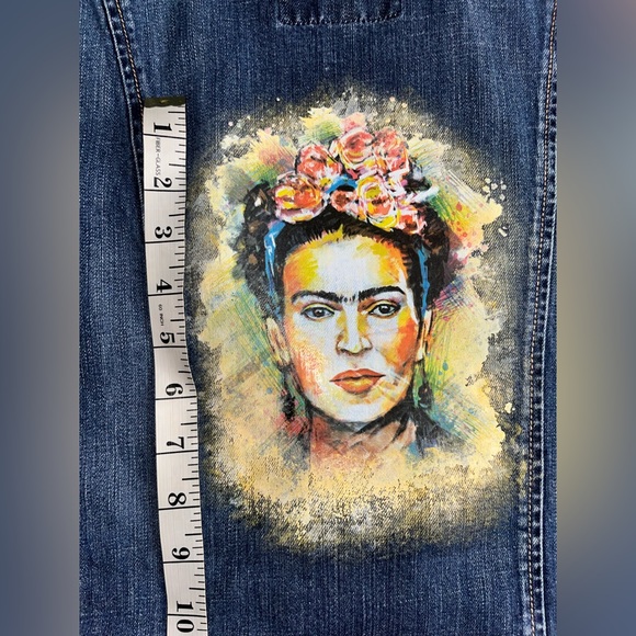 Frida Kahlo Upcycled Embellished Denim Vest - Picture 13 of 13